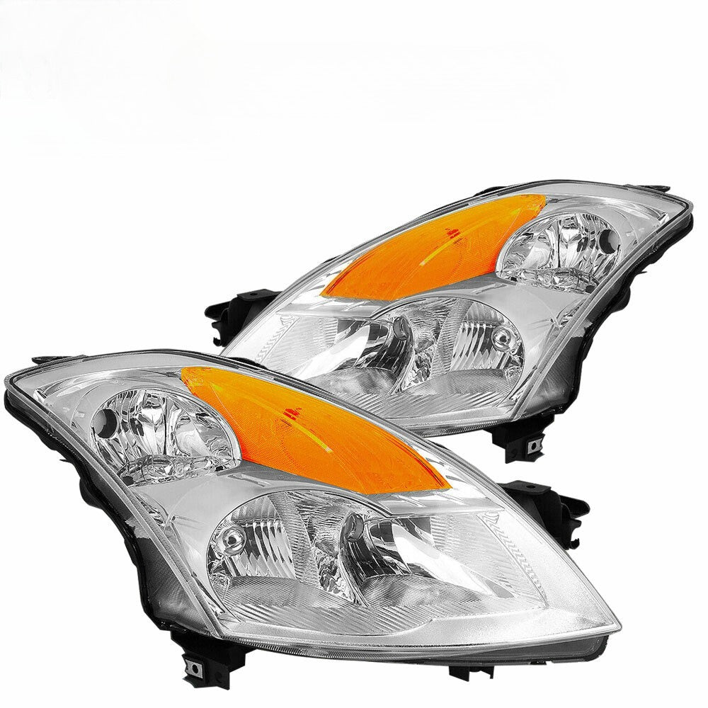 For 2007-2009 Nissan Altima Sedan Chrome Housing Amber Corner Headlights Lamps