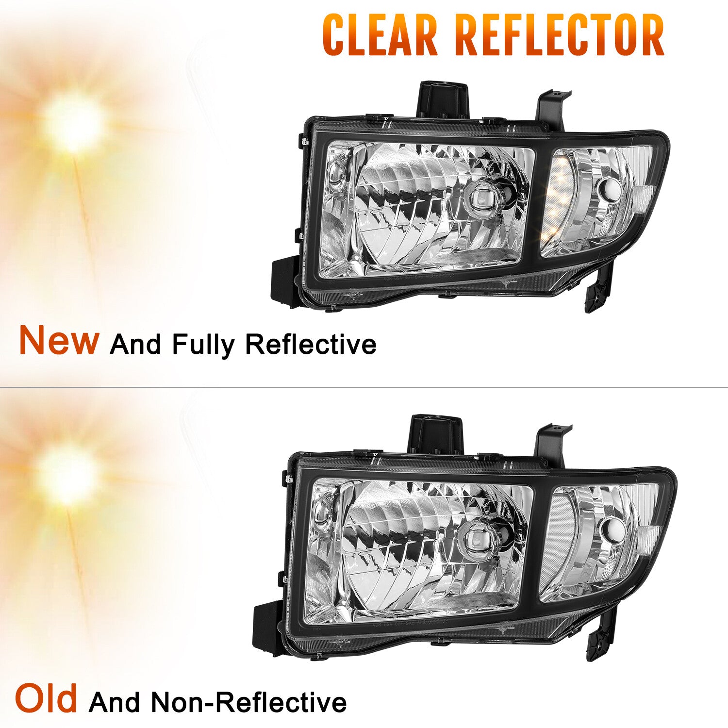 For 2006-2014 Honda Ridgeline Black Clear Headlights Headlamps Pair 06-14