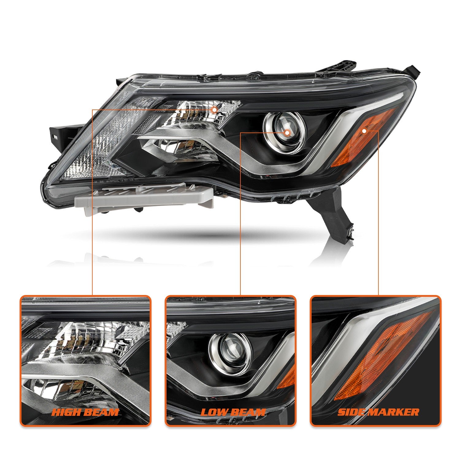 For 2017-2020 Nissan Pathfinder Halogen w/LED DRL Headlights Assembly Headlamps