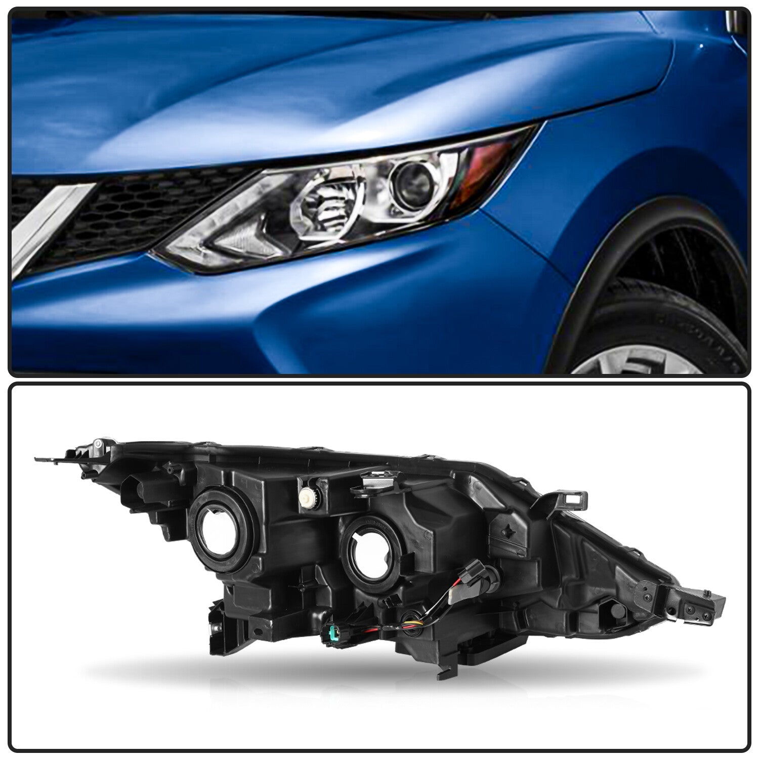 For 2017-2019 Nissan Rogue Sport w/LED DRL Halogen Headlights Headlamps Pair L+R