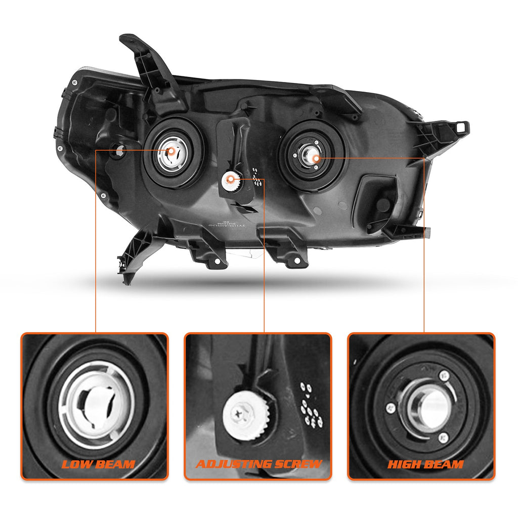 For 2010-2013 Toyota 4Runner Black Clear Corner Headlights Assembly Set W/bulbs
