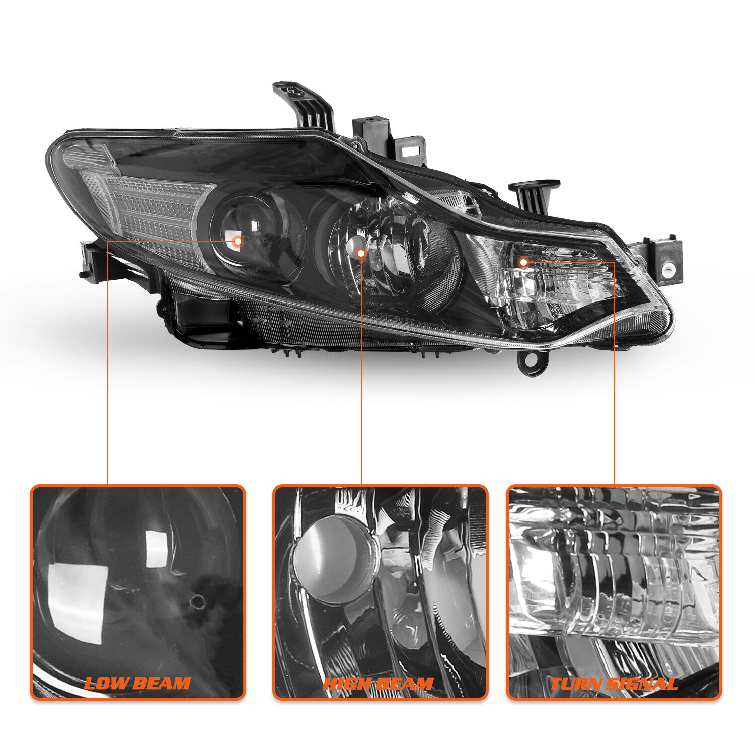 For 2009-2014 Nissan Murano 4Dr Halogen Black Headlights Assembly Headlamps Pair