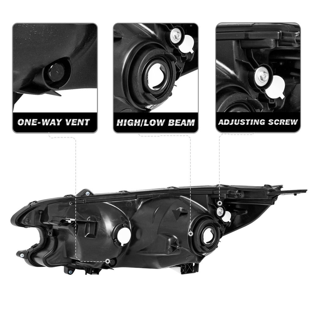 For 2012 2013 2014 Honda CR-V Black Headlights Assembly Clear Corner Headlamps