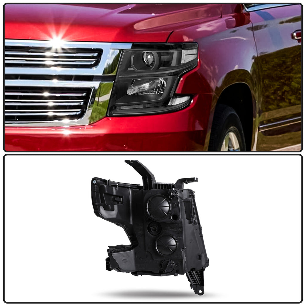 Black Headlights Projector For 2015-2020 Chevy Tahoe Suburban Headlamps w/ B