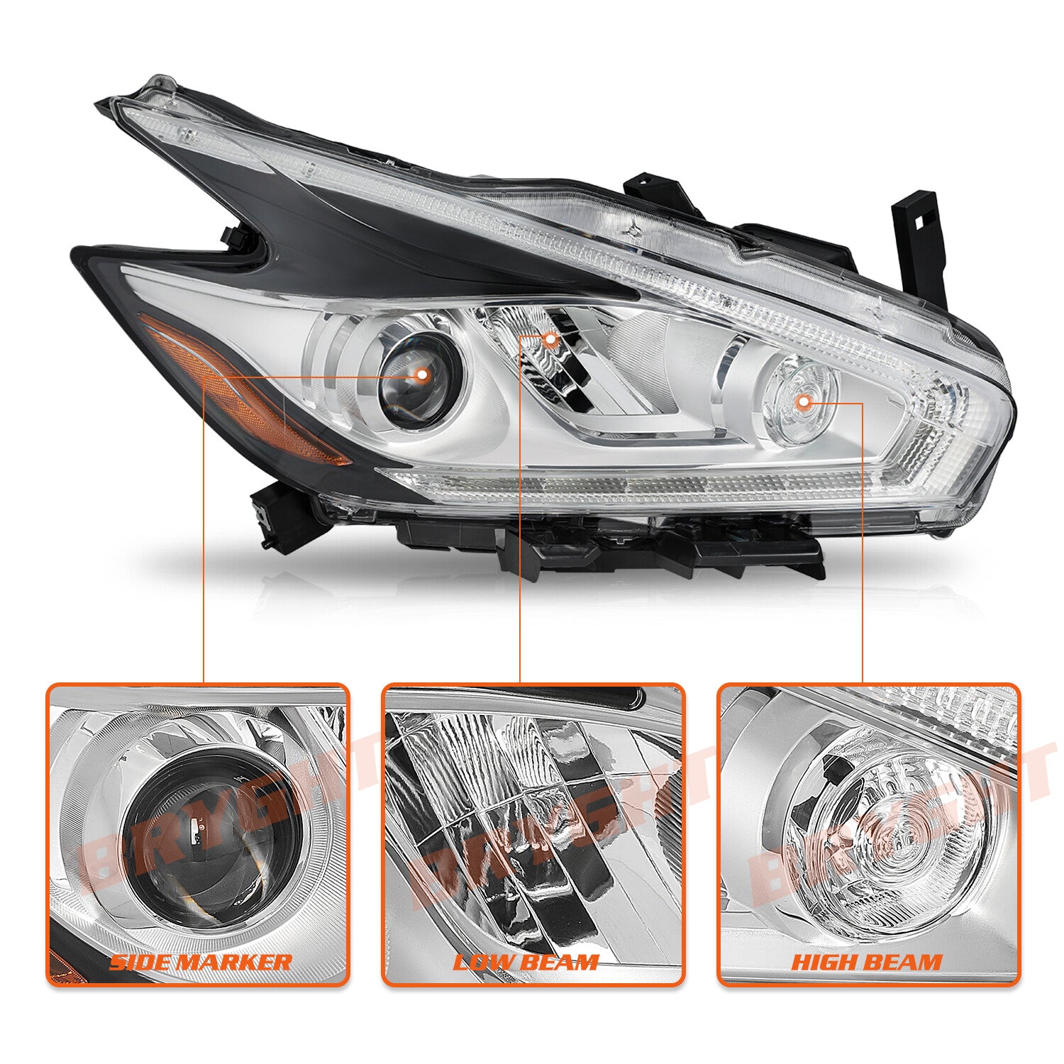 For 2015-2018 Nissan Murano Full LED Right Passenger Side Headlight Headlamp