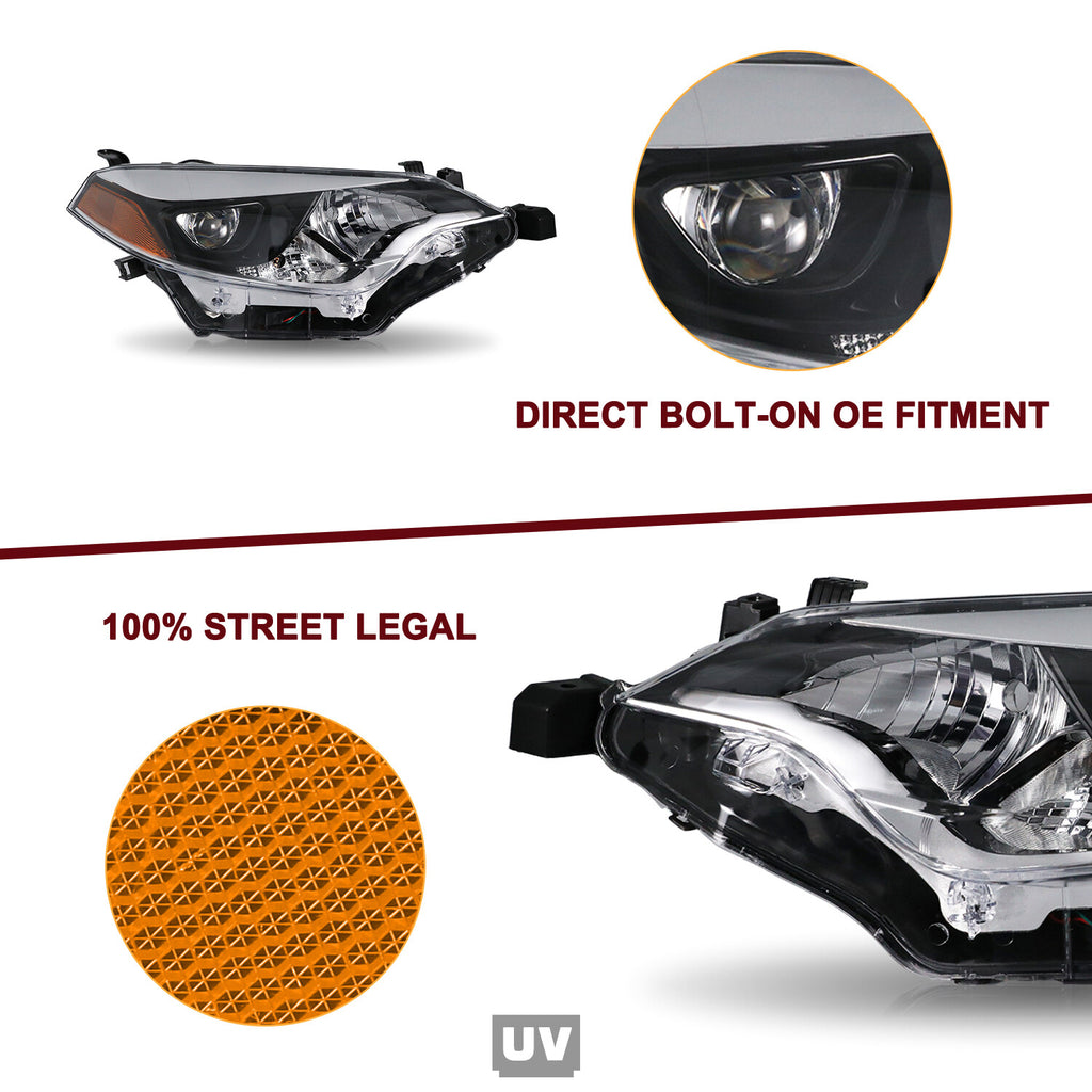 For 2014-2016 Toyota Corolla Sedan Halogen Headlight Headlamp Right Passenger RH