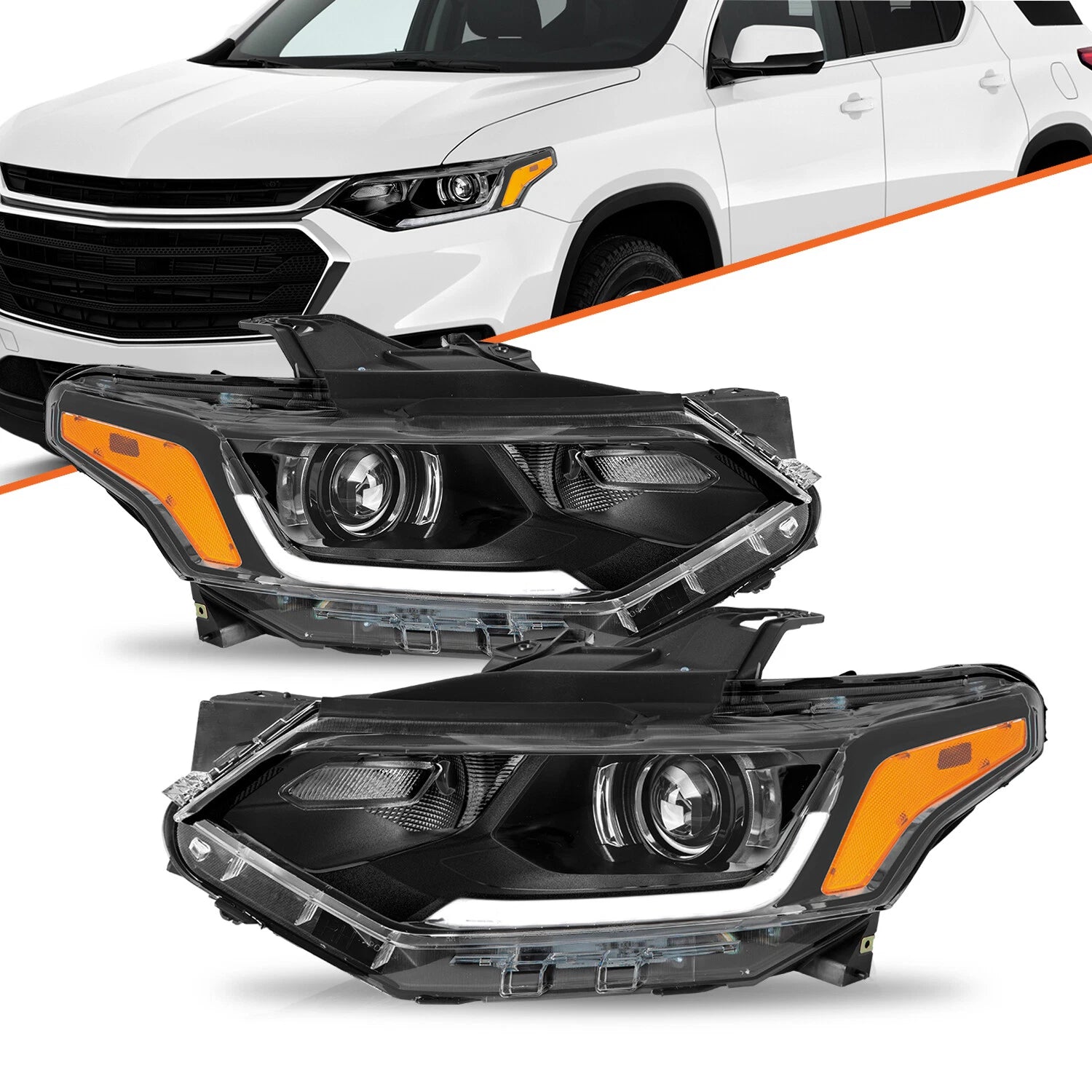 HID/Xenon Headlight for 2018-2021 Chevy Traverse Projector Headlamp w/ LED DRL