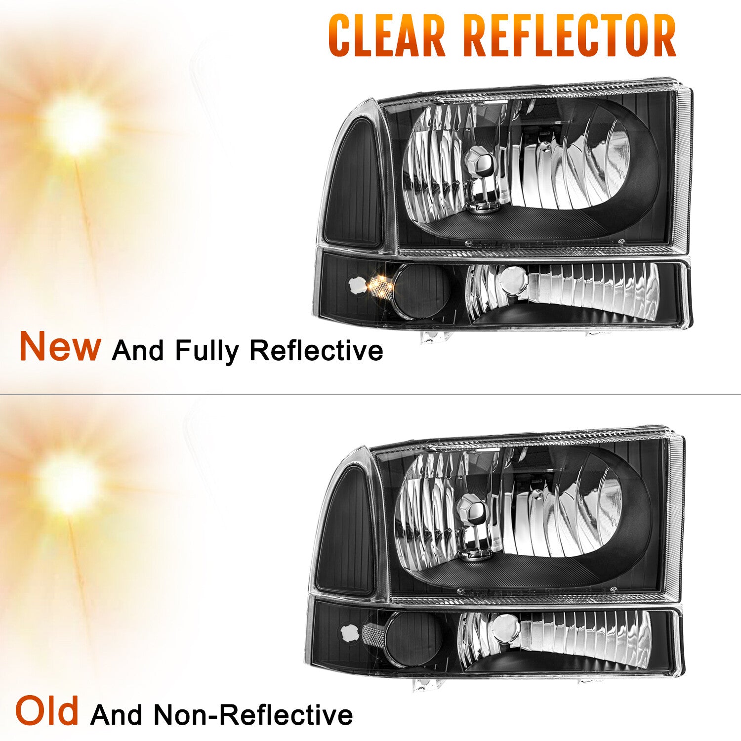 For 1999-2004 Ford Super Duty F250/350/450/550/ 00-04 Excursion Headlight 4Pcs