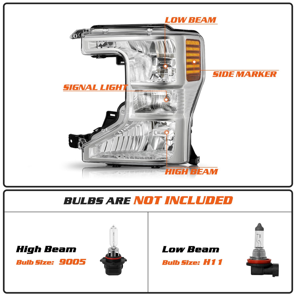 Halogen Headlights Headlamps Left+Right For 2020-2022 Ford F250 F350 SuperDuty