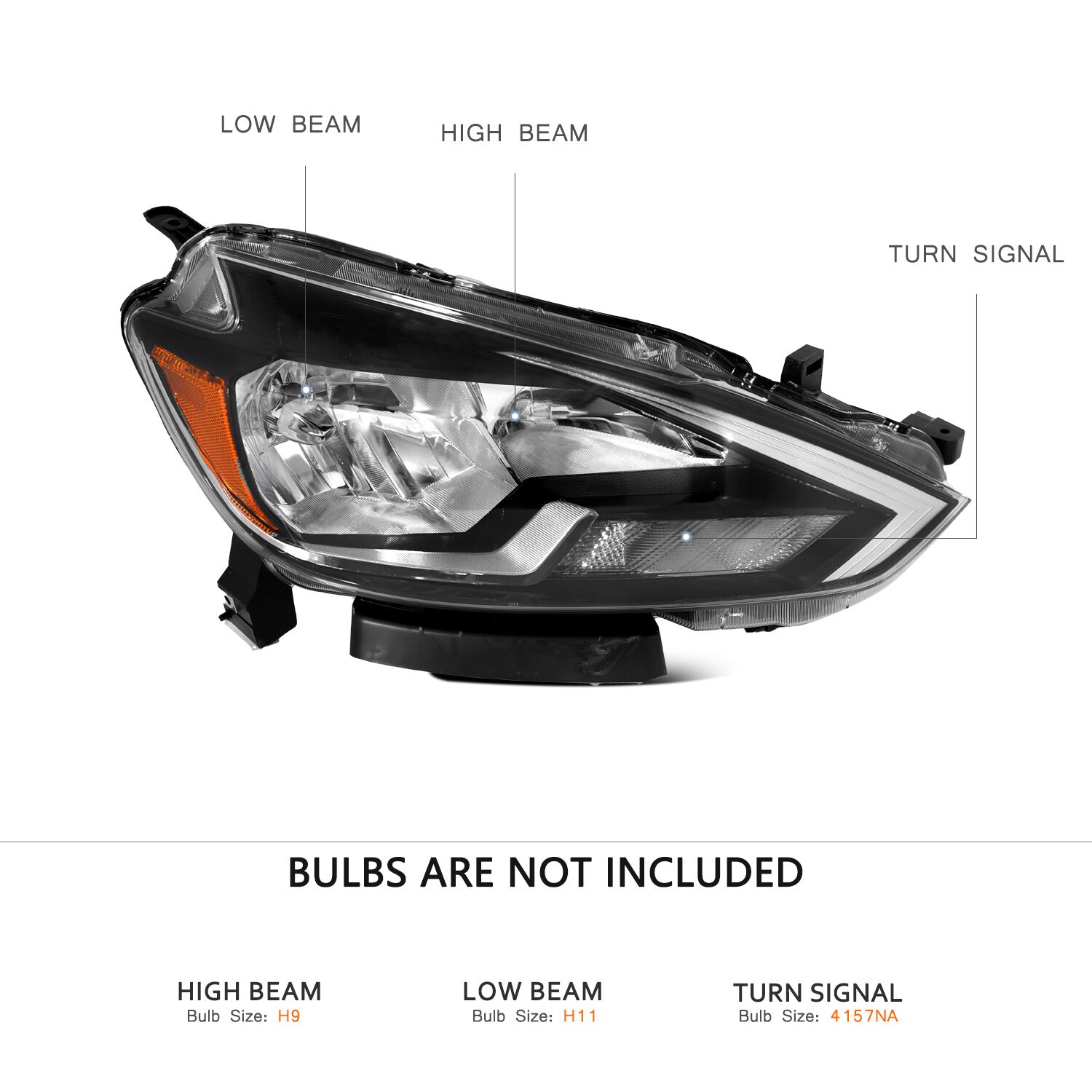 For 2016 2017 2018 2019 Nissan Sentra Sedan Headlight Right Passenger Side Lamp