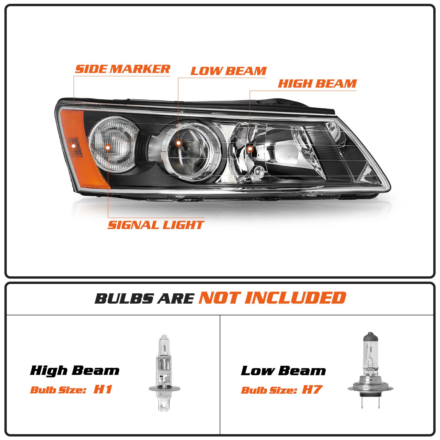 Headlight Assembly for 2006 2007 2008 Hyundai Sonata Left+Right side Headlamp OE