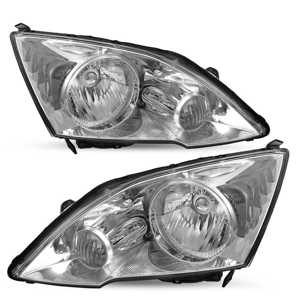 For 2007-2011 Honda CRV CR-V 4Dr Sedan Chrome Headlights Clear Corner Pair L+R