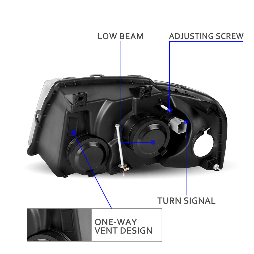 Pair Black Clear Housing Headlight Fit For 2003-2006 Ford Expedition W/Bulbs