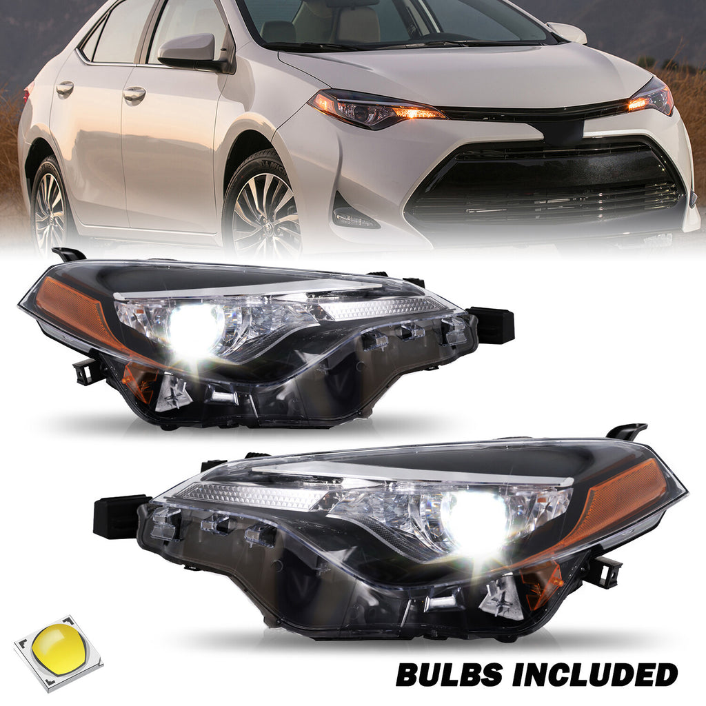 For 2017 2018 2019 Toyota Corolla L LE CE Left+Right Headlight W/LED W/BULB
