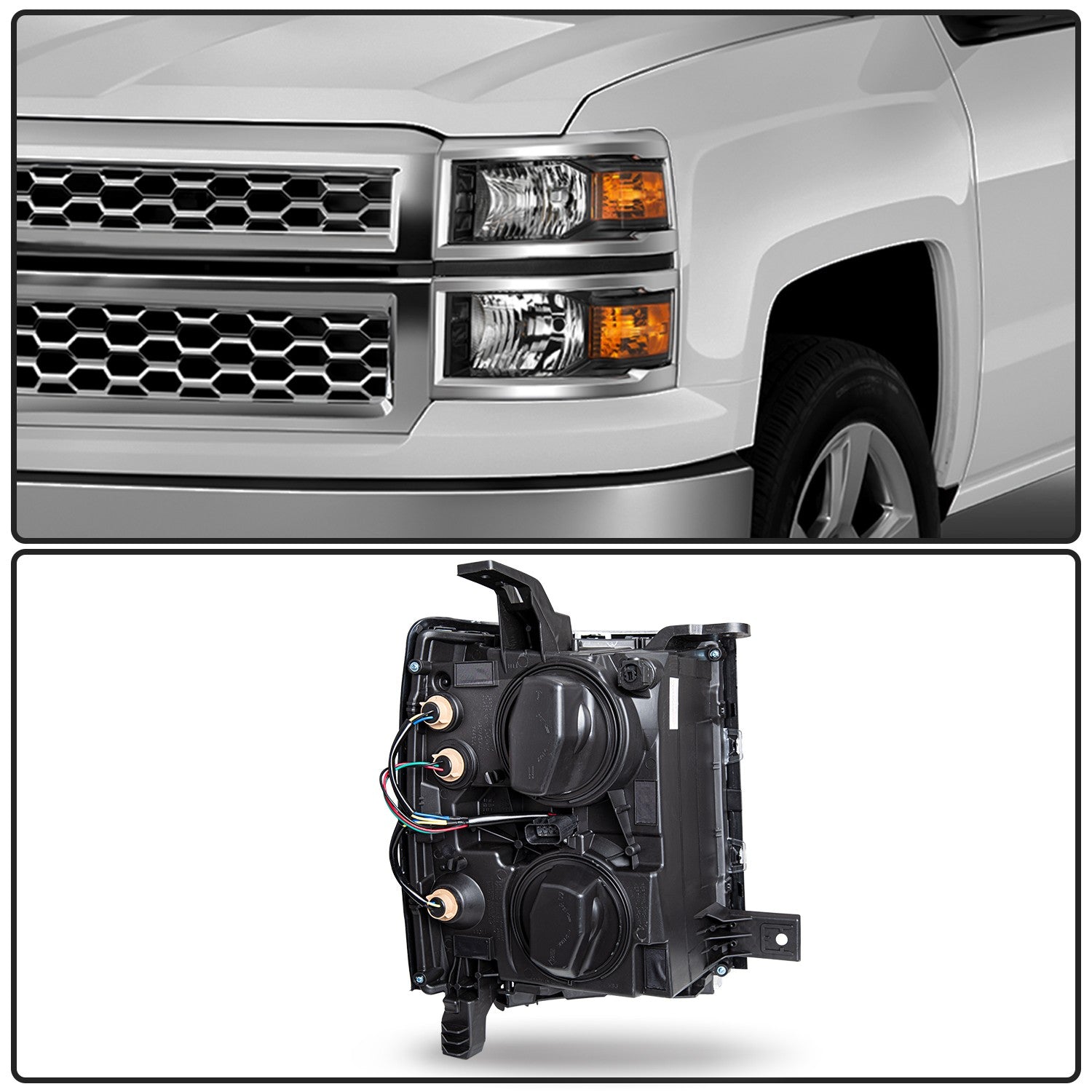 Headlights For 2014-2015 Chevy Silverado 1500 Pickup Headlamps Assembly Sets