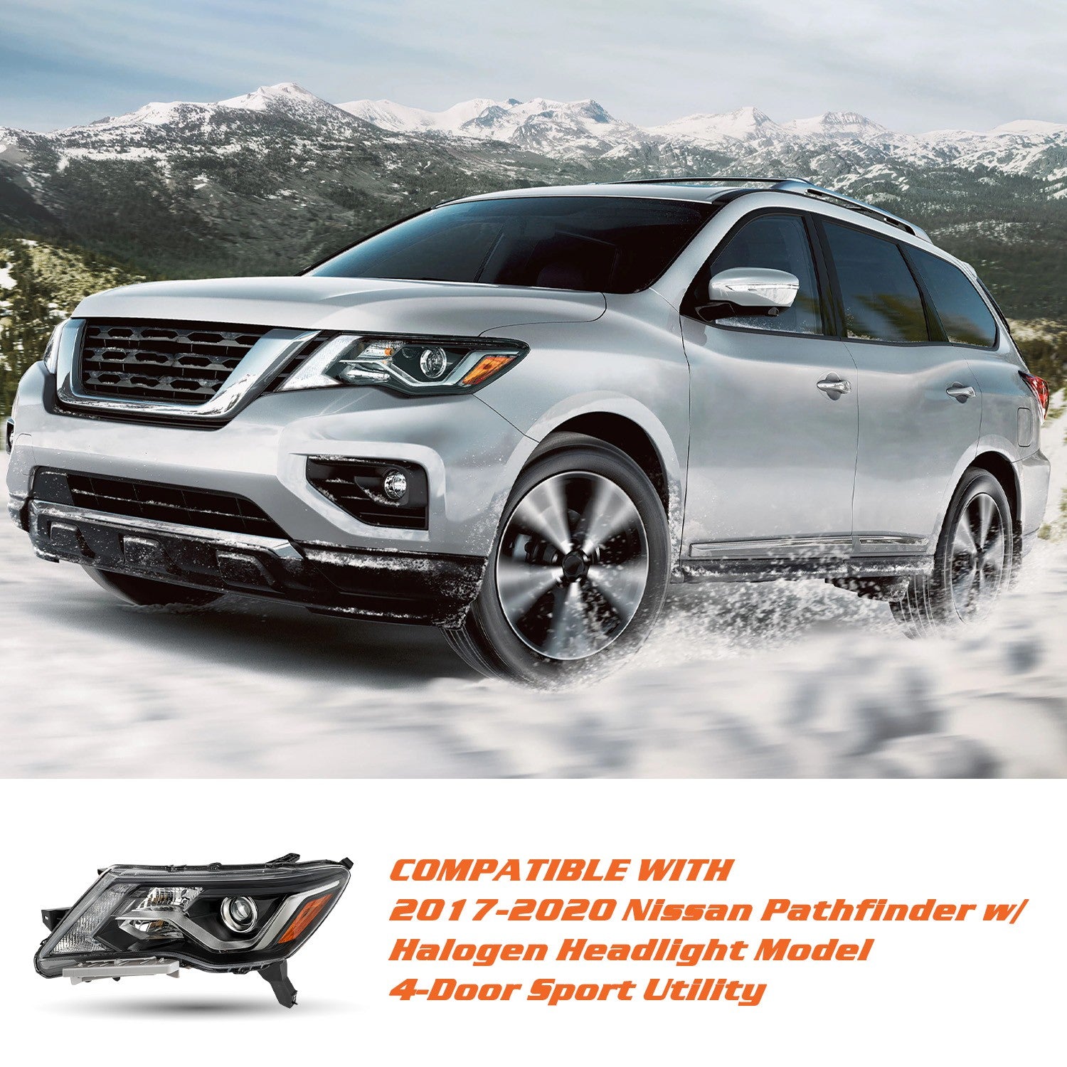 For 2017-2020 Nissan Pathfinder Halogen w/LED DRL Headlights Assembly Headlamps