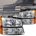 Chrome Headlights For 2003-2006 Chevy Silverado Chevrolet Avalanche 03-06 4pcs