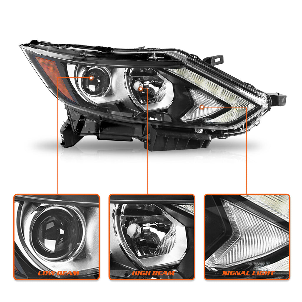 Right Headlamp For 2017 2018 2019 Nissan Rogue Sport Halogen Headlight w/LED DRL