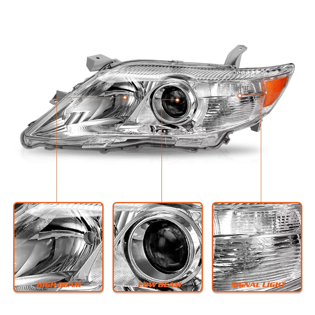Driver Headlight Reflector For 2010-2011 Toyota Camry Sedan 4-Door Chrome Clear
