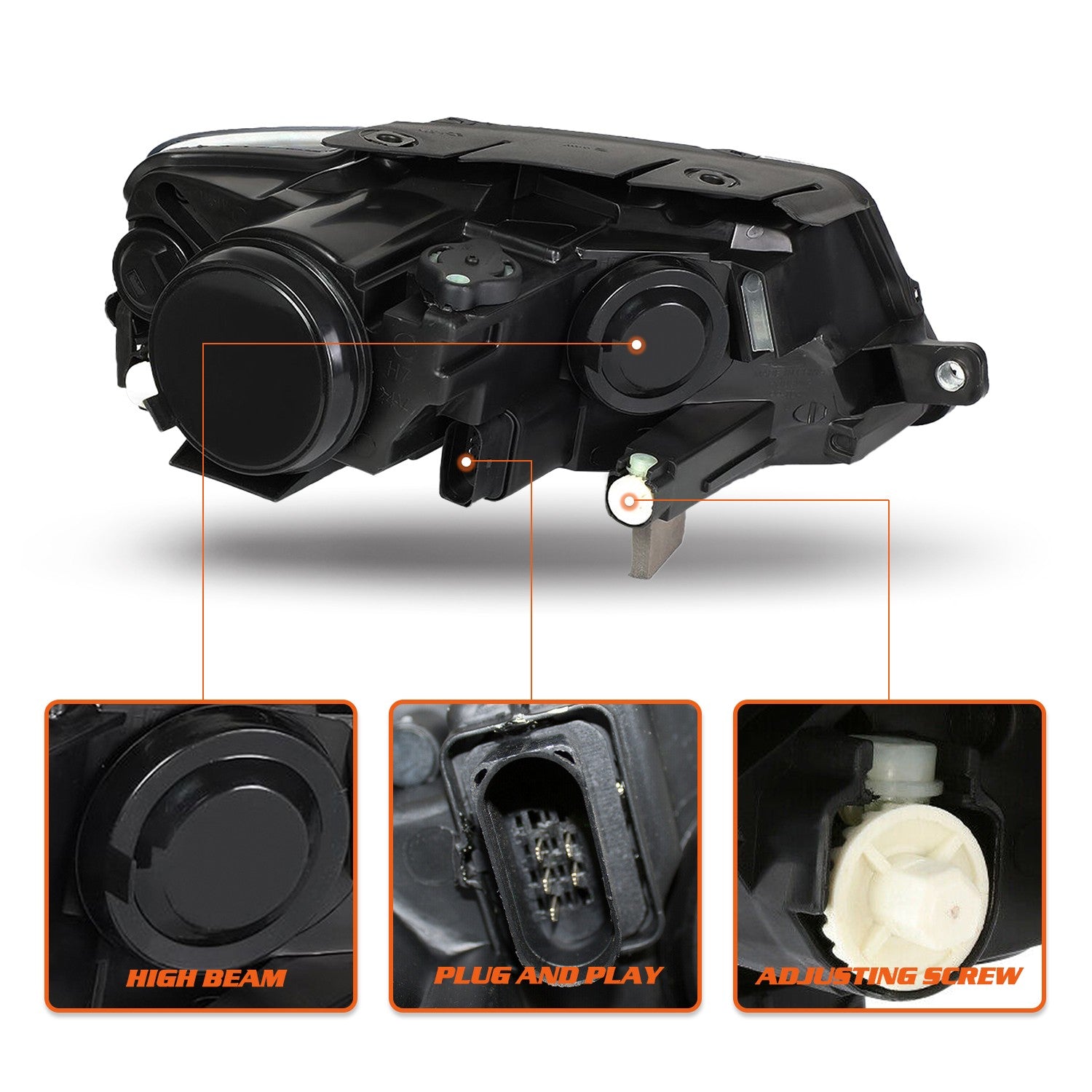 W/Bulbs For 2006 2007 2008 2009 2010 Volkswagen VW Passat Halogen Headlights Set