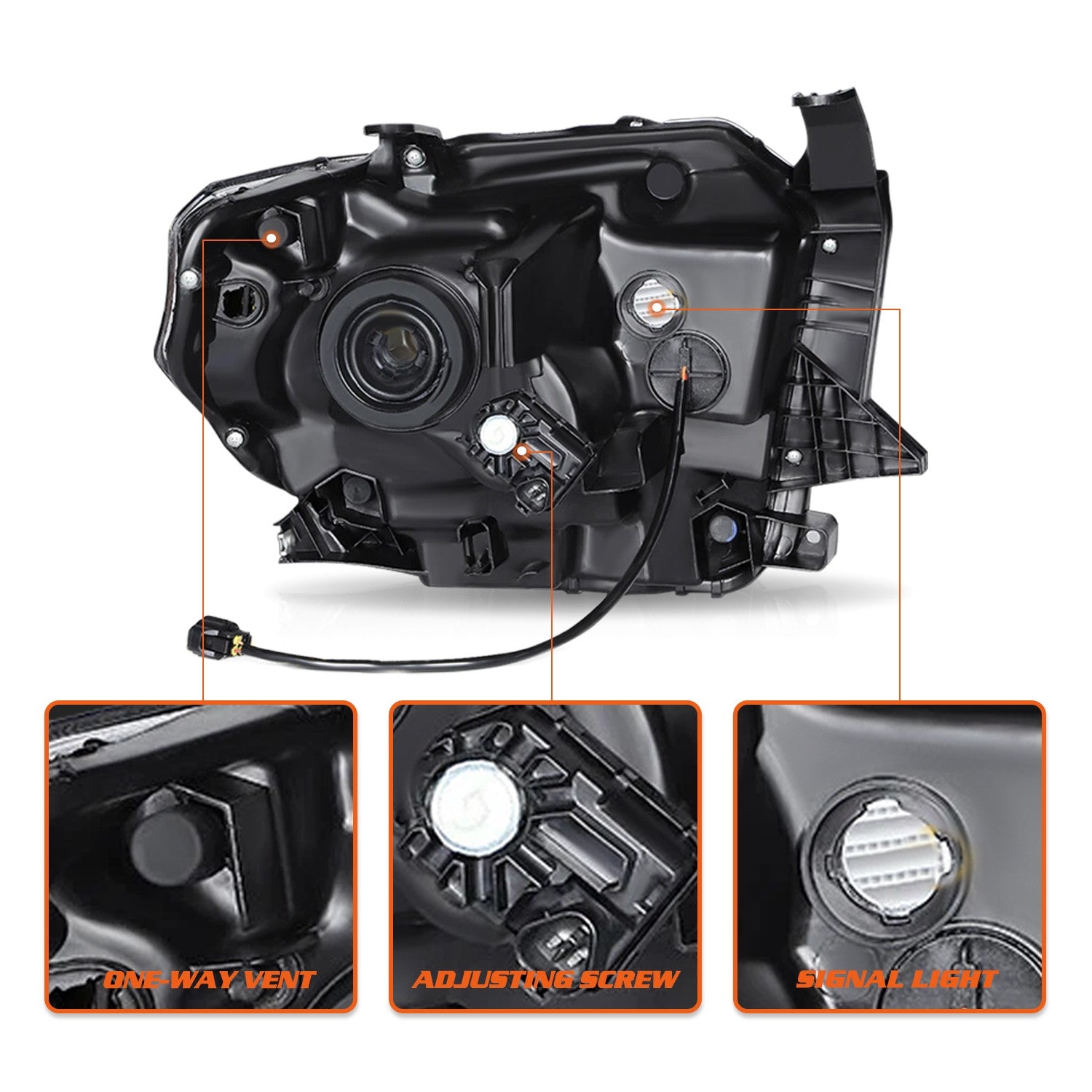 For 2014-2021 Toyota Tundra Headlights LED DRL Chrome Headlamp Pair Left+Right