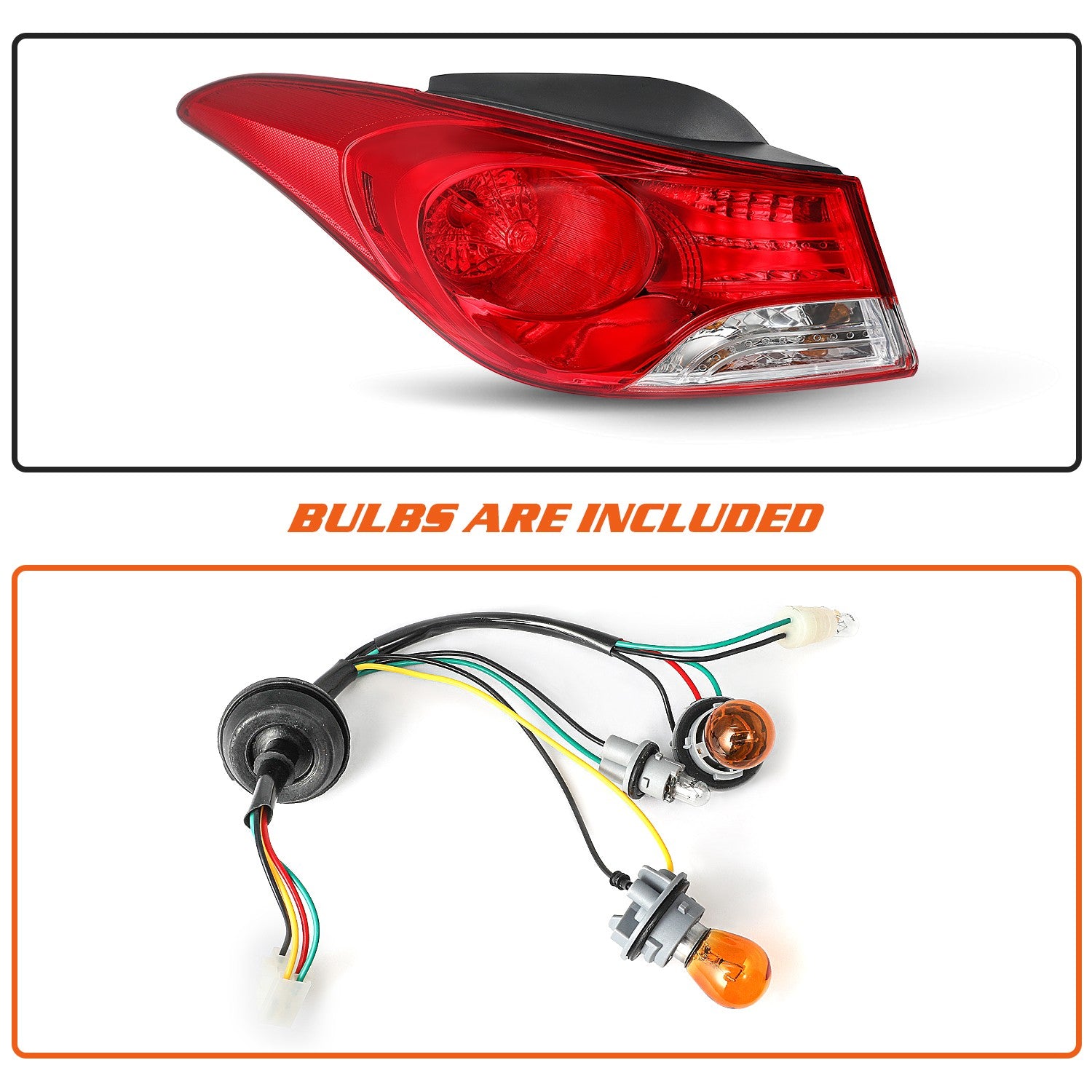 W/Bulb Driver and Outer Side Tail Light for 2011-2013 Hyundai Elantra Left 11-13