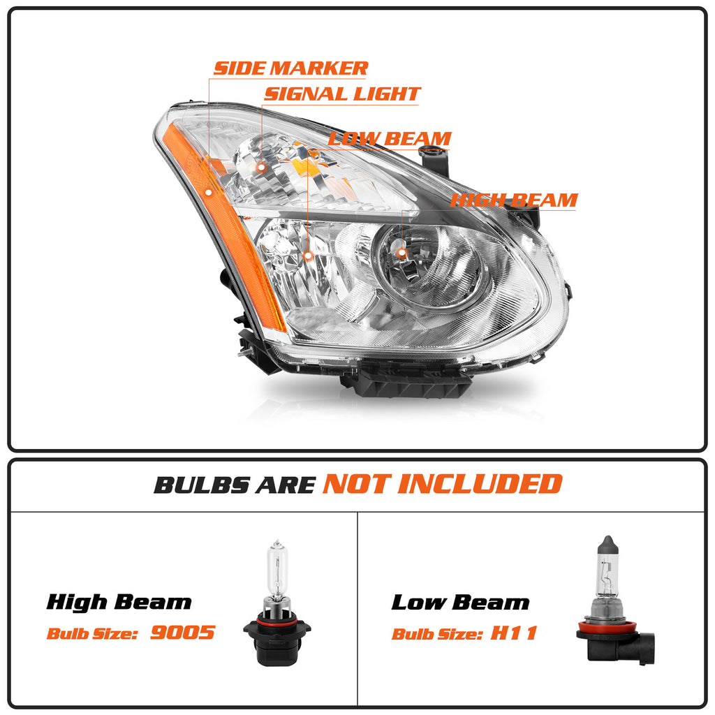 For 2008 2009 2010 2011 2012 2013 Nissan Rogue Halogen Passenger Headlight Lamp
