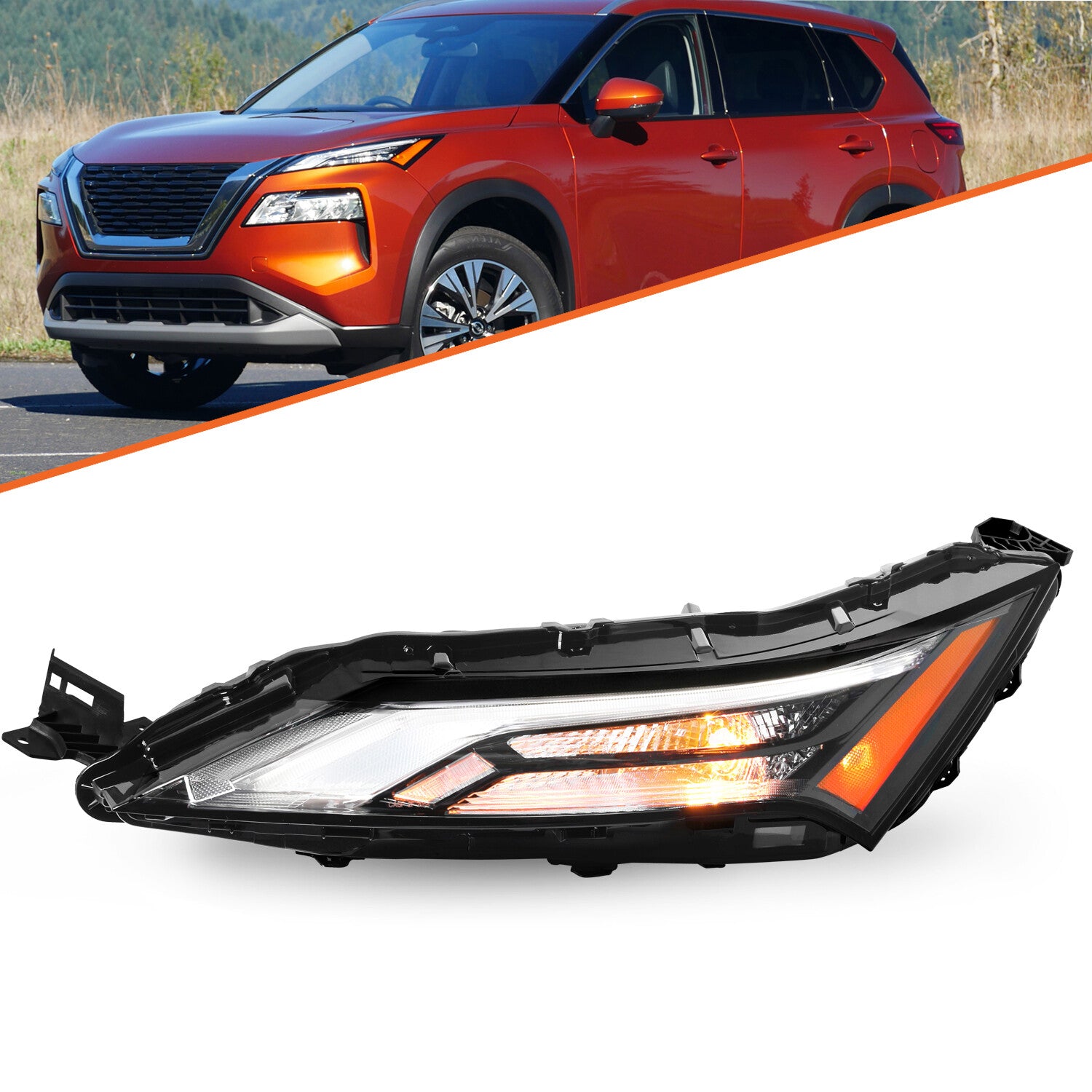 For 2021 2022 2023 Nissan Rogue LED DRL Daytime Running Light Upper Headlight