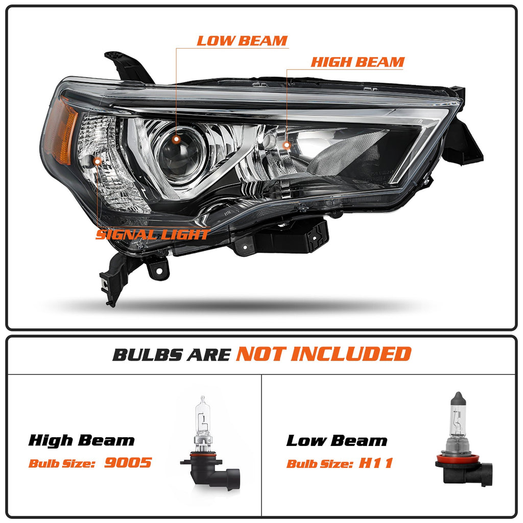 Passenger Side For 2014-2020 Toyota 4Runner 4Dr RH Headlight Assembly Headlamp