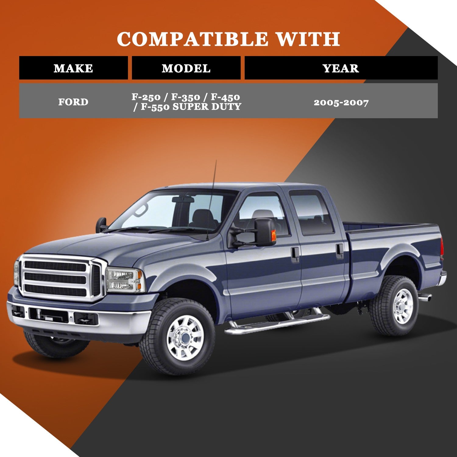 Fit For 2005-2007 Ford F250 F350 F450 F550 Super Duty LED DRL Headlights Lamps