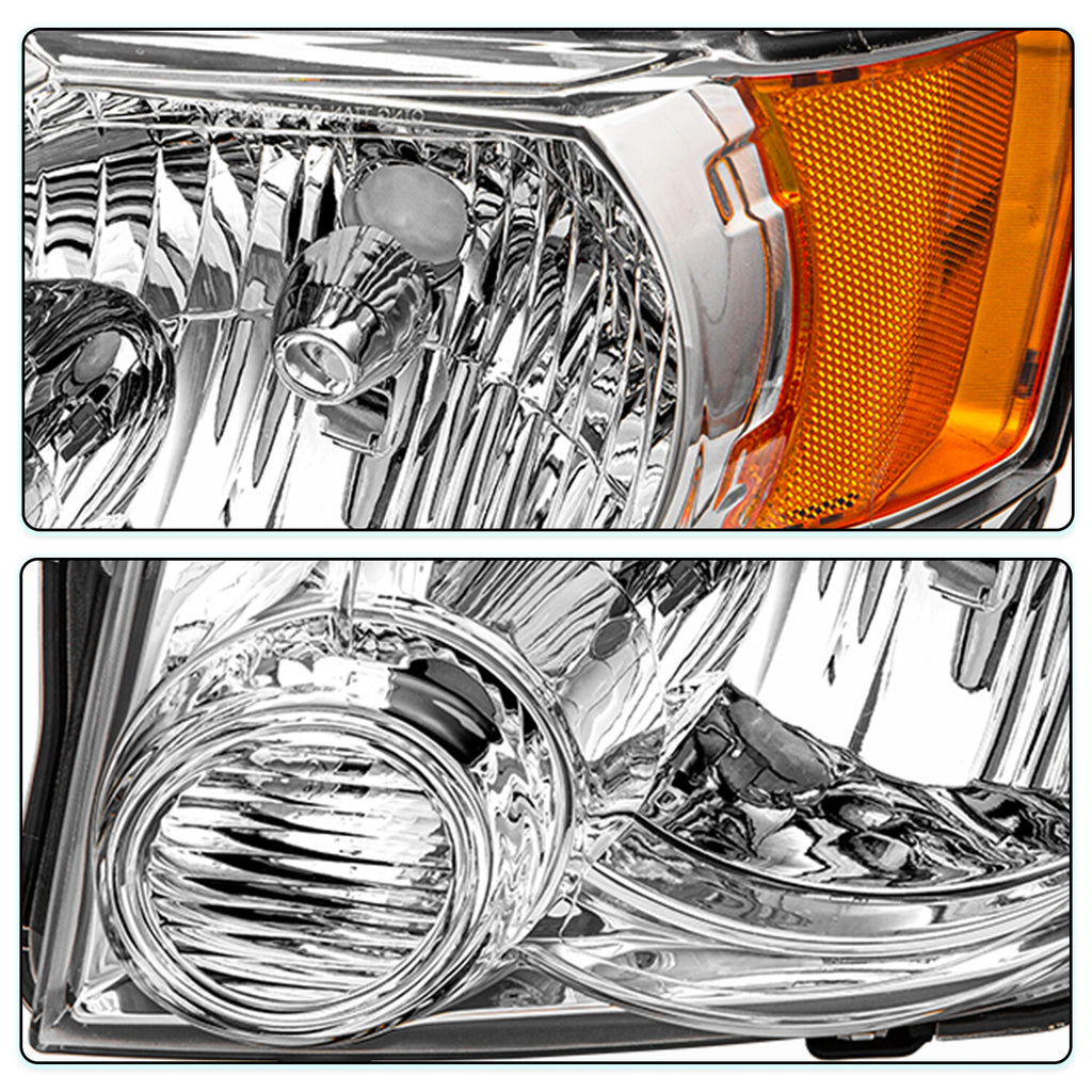 For 08-12 Ford Escape SUV Chrome Headlights Assembly Amber Corner Lamps Pair