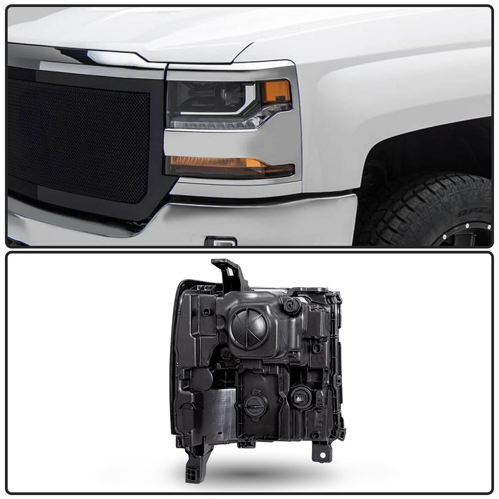 Chrome For 2016-2018 Chevy Silverado 1500 HID/Xenon Headlight Driver Side