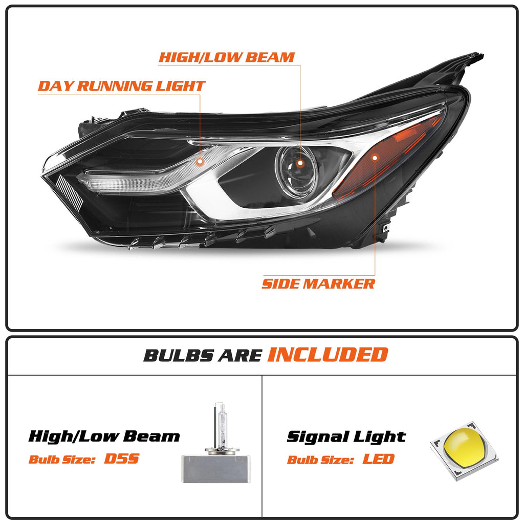 For 2018-2021 Chevy Equinox HID/Xenon Headlight w/ LED DRL Left Side w/Bulbs