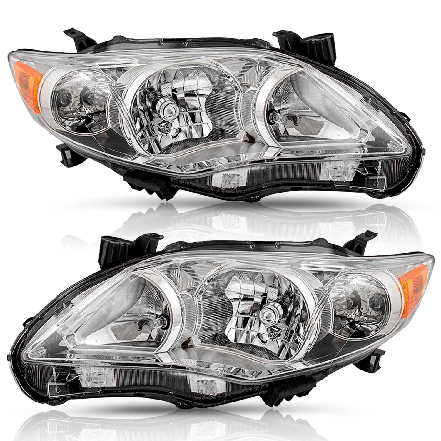 Headlights For 2011 2012 2013 Toyota Corolla L S XRS Chrome Halogen Headlamps