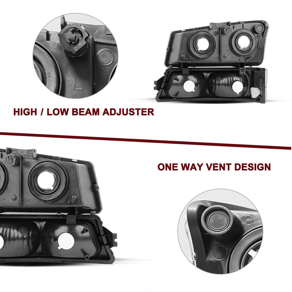 Chrome Headlights For 2003-2006 Chevy Silverado Chevrolet Avalanche 03-06 4pcs