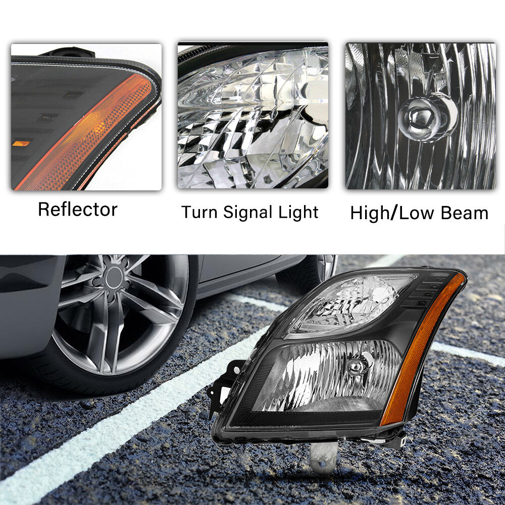 For 2010 2011 2012 Nissan Sentra 2.0L Blk Housing Amber Corner Headlights Lamps