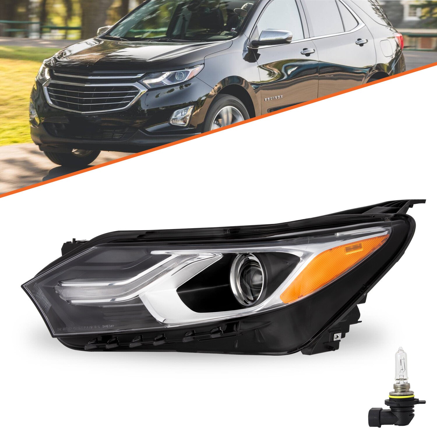 For 2018-2020 Chevy Chevrolet Equinox Factory Halogen Headlight w/ LED DRL 18-20