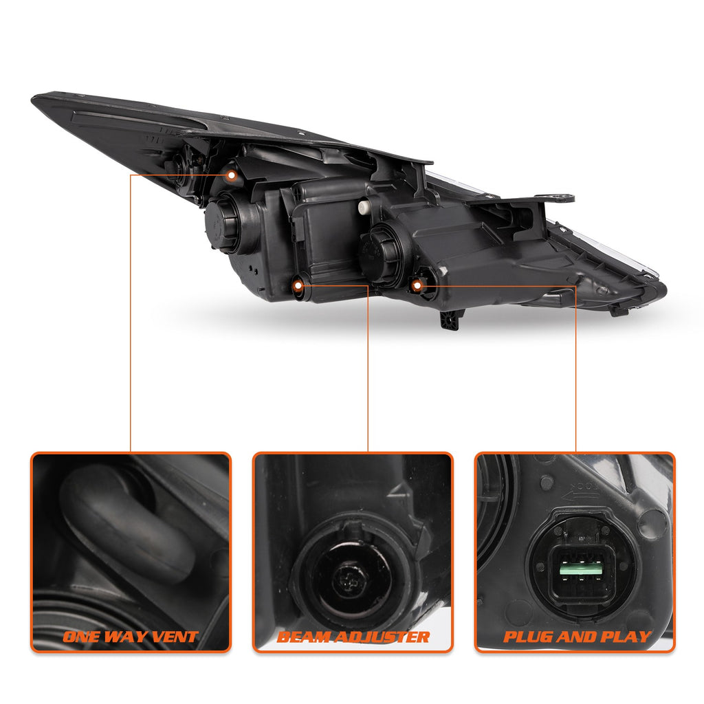 For Hyundai Sonata 2011-2014 Smoke Project Housing Amber Headlamps Headlight Set