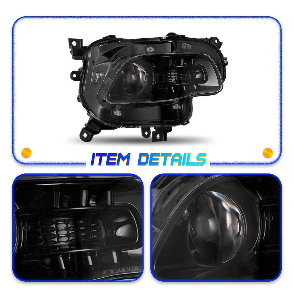 Fits 2014-2018 Jeep Cherokee Headlight Halogen Projector clear black LH+RH Lamp