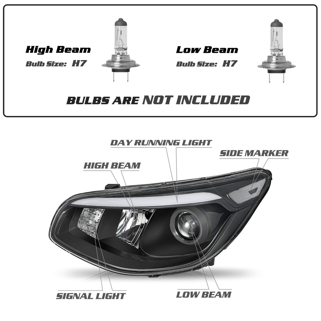 For 2014 2015 2016 Kia Soul Projector Halogen Headlights Assembly Pair 14-16