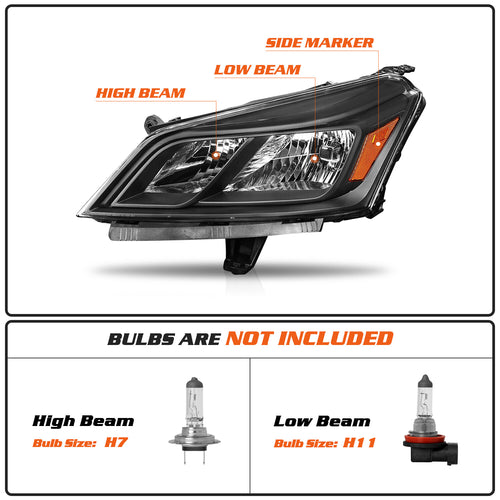 Black Headlights For 2013-2017 Chevy Traverse Headlamps Driver & Passenger Side