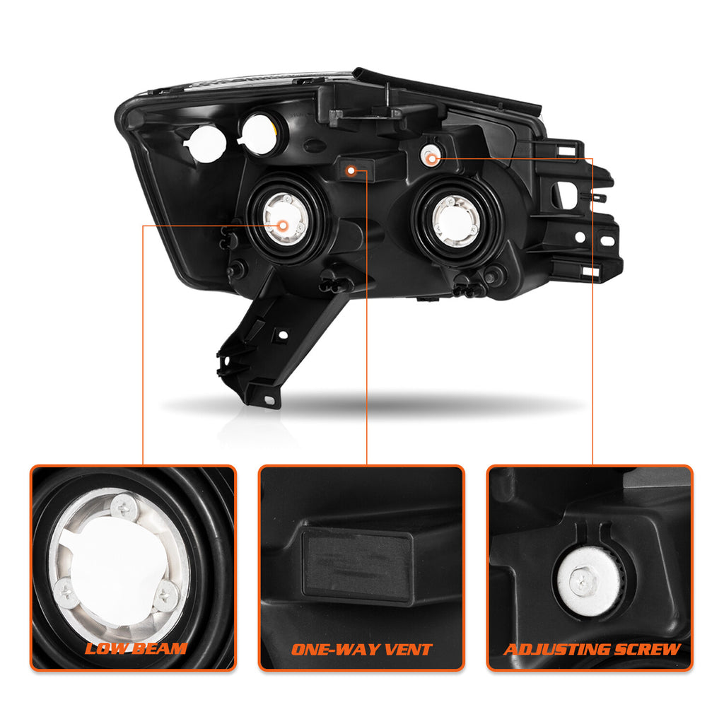 For 2004-2015 Nissan Titan 2004-2007 Armada Black Headlights Amber Corner Lamps