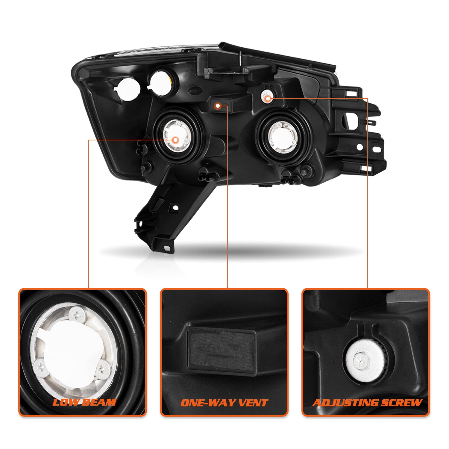 For 2004-2015 Nissan Titan 2004-2007 Armada Black Headlights Amber Corner Lamps