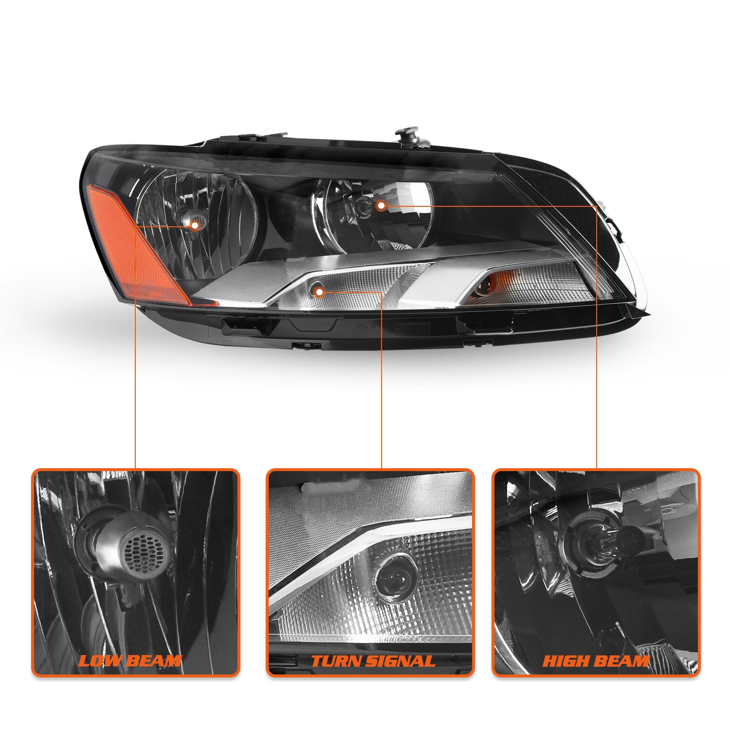 For 2012-2015 Volkswagen Passat Headlight Headlamp Assembly Left&Right w/Bulbs