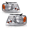 Headlights Assembly For 2004-2008 Ford F-150 F150 Chrome Housing Amber Side L+R