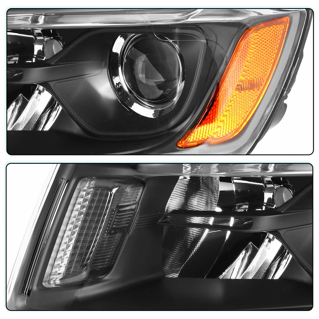 Black Headlamps For 2014-2016 JEEP Grand Cherokee Headlights Left+Right Pair