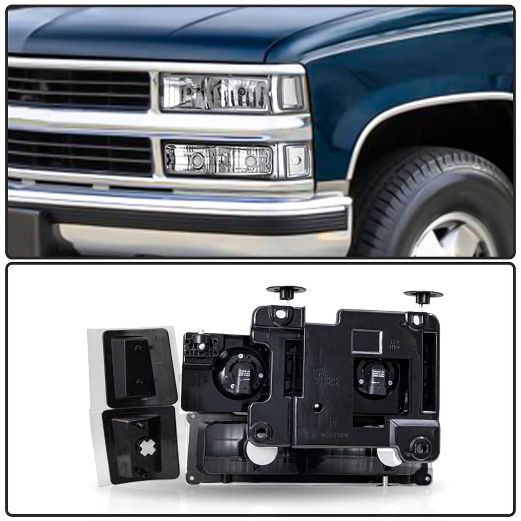 For 94-98 Chevy Silverado C10 C/K 1500 2500 3500 Headlight Bumper Lamp w/Bulbs