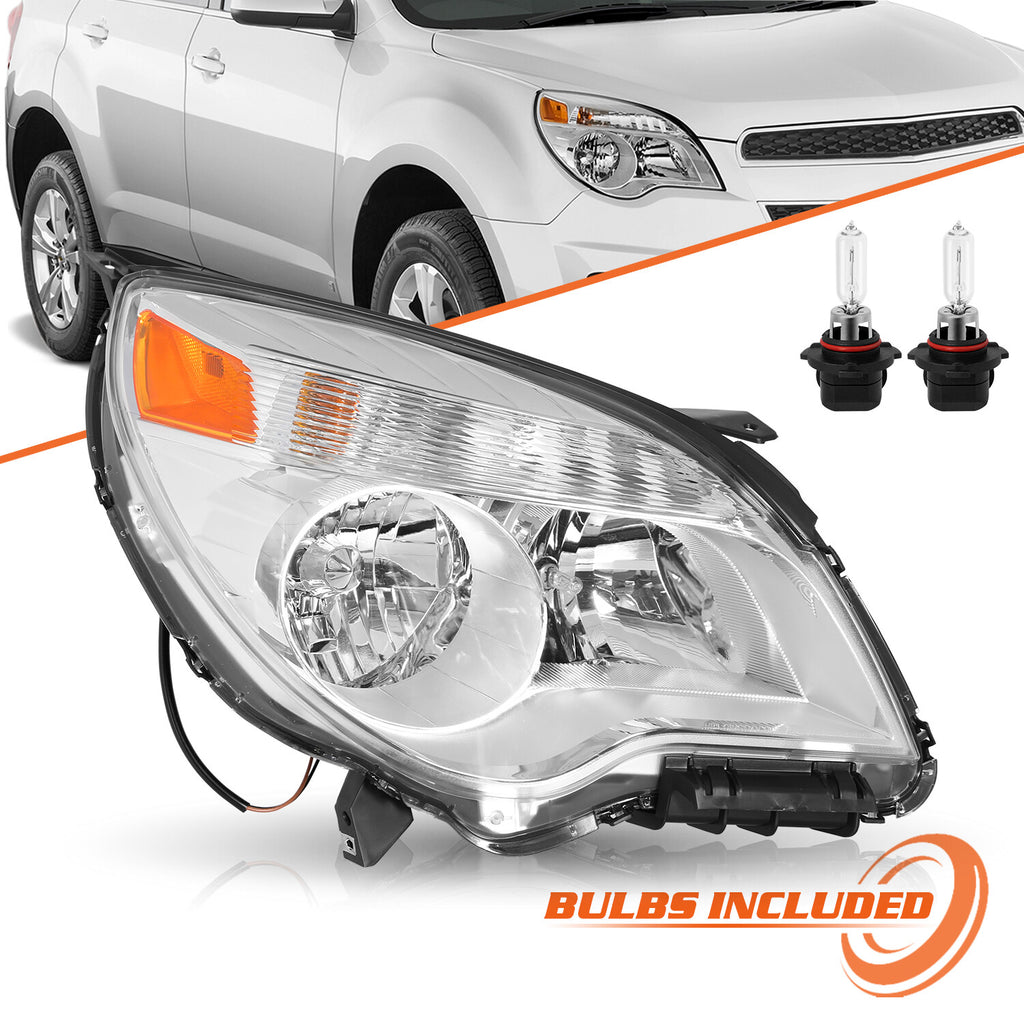 For 2010-2015 Chevy Equinox LS / LT Halogen Lamp Chrome Headlights w/ Bulbs