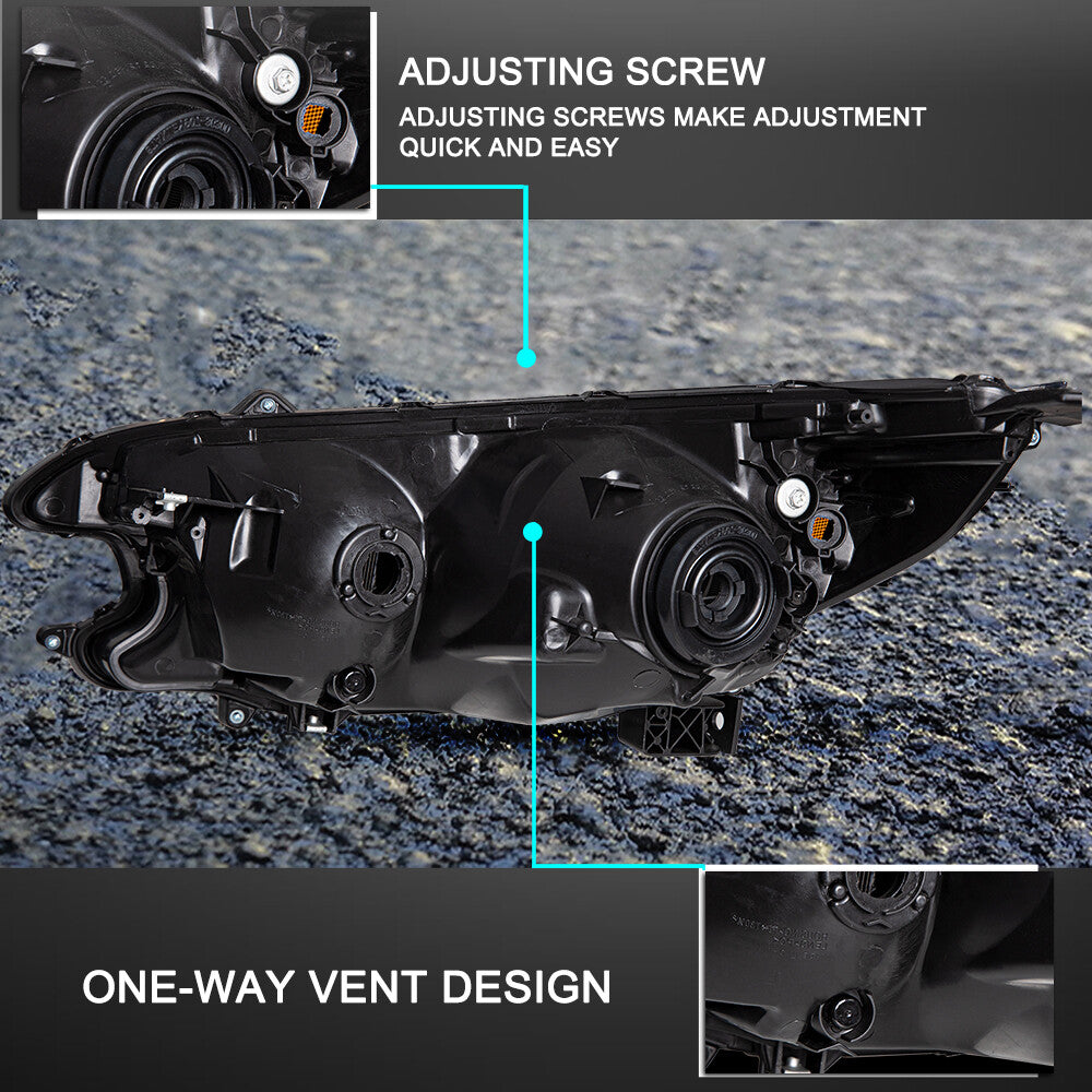 For 2012 2013 2014 Honda CR-V Black Headlights Assembly Amber Corner Lamps Pair