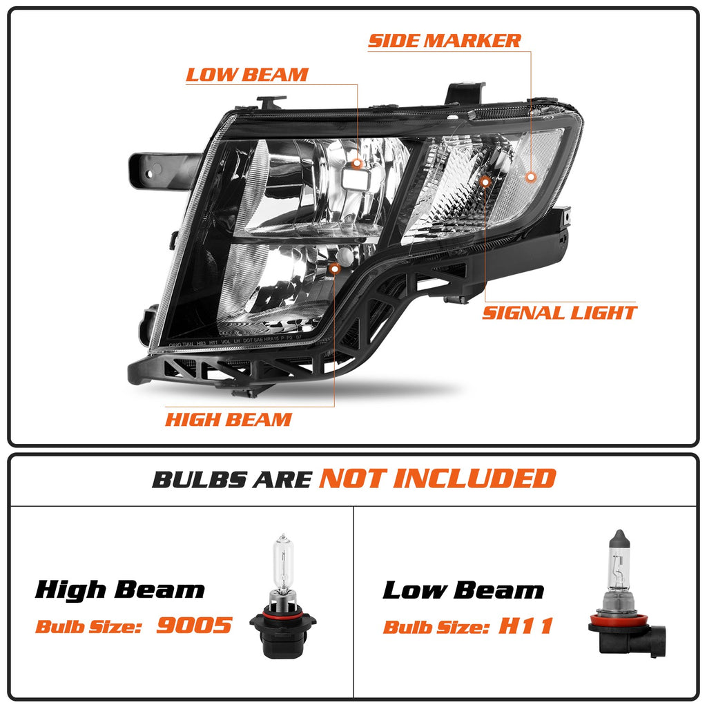 For 2007-2010 Ford Edge Black Headlights Headlamps Pair Left+Right(For:2010Edge)